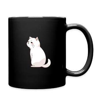 eine traurige weiße baby Katze - Tasse einfarbig - Schwarz - Rechts