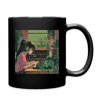 Plantes et musique - Impression de mode de haute qualité - Mug uni - noir - Droite
