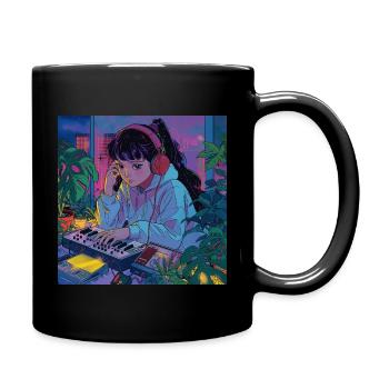plants and music - high quality fashion print - Full Colour Mug - black - Right