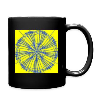 blue and yellow geometric design - Full Colour Mug - black - Right