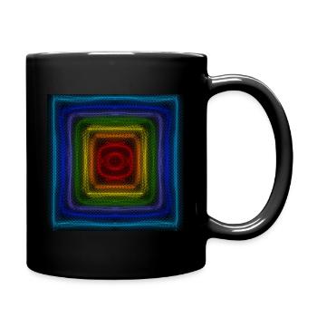 Regenbogen-Quadrate - Tasse einfarbig - Schwarz - Rechts