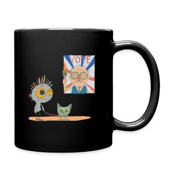 Little PUNKer in front of a Marine Le Pen Poster - Full Colour Mug - black - Right