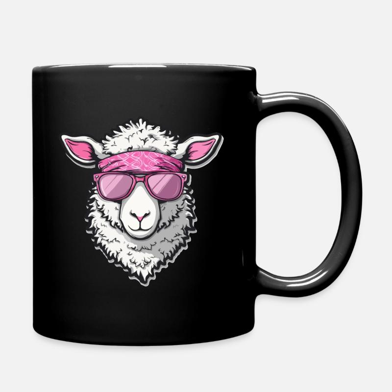 Cooles Schaf - Cool Sheep Illustration - Full Colour Mug - black