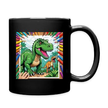 Dino Dschungel - Tasse einfarbig - Schwarz - Rechts