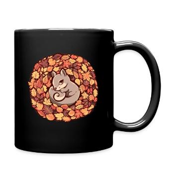 Eichhörnchen auf Herbstlaub - Tasse einfarbig - Schwarz - Rechts