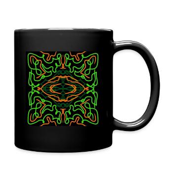 Orange and green abstract design - Full Colour Mug - black - Right