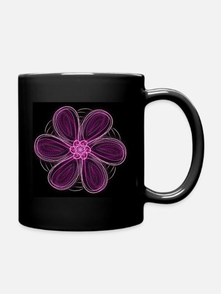Fleur géométrique rose - Mug uni - noir