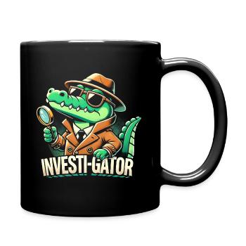 Investi-Gator - Lustiges Alligator Detektiv Design - Tasse einfarbig - Schwarz - Rechts