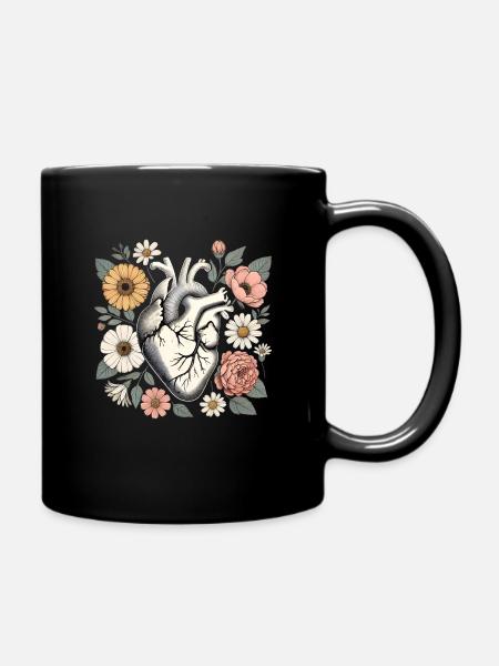 Coeur de fleur - Mug uni - noir