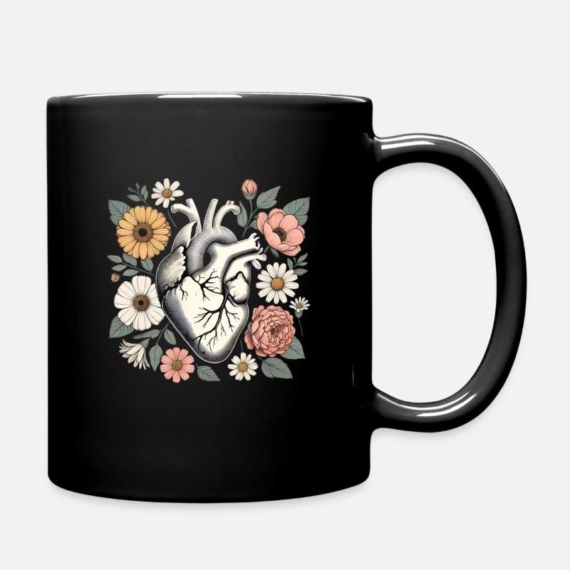 Blumenherz - Tasse einfarbig - Schwarz