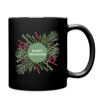 Happy Holidays - Tasse einfarbig - Schwarz - Rechts