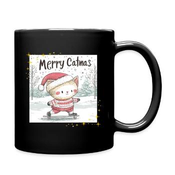 Christmas Cat Merry Catmas Winter Snow Sweet - Full Colour Mug - black - Right
