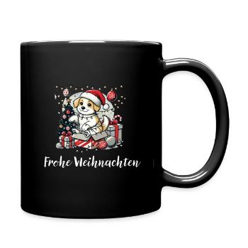 Weihnachten süsser Hund - Tasse einfarbig - Schwarz - Rechts