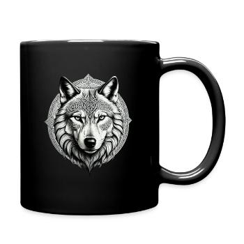 Wolf mit keltischem Knoten 01 - Tasse einfarbig - Schwarz - Rechts