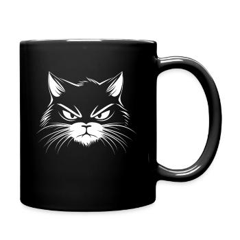 Evil Cat / Cat Head / Face - Full Colour Mug - black - Right