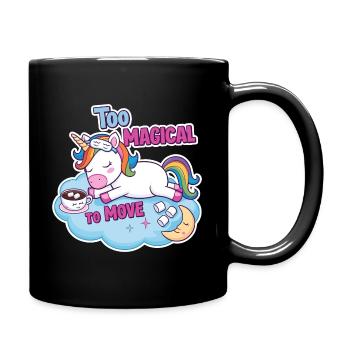 Sleeping unicorn with rainbow design - Full Colour Mug - black - Right