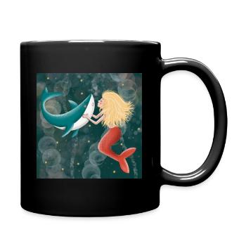 Mermaid kisses shark - Full Colour Mug - black - Right
