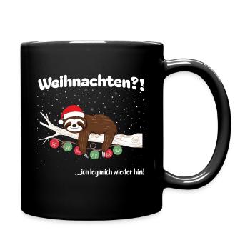 Faultier-Weihnachten für Weihnachtsmuffel - Tasse einfarbig - Schwarz - Rechts