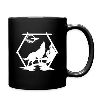 Le loup hurle à la lune - blanc - Mug uni - noir - Droite