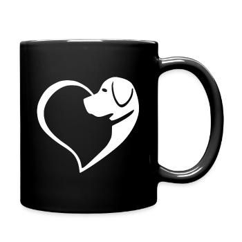 Dog and Heart - Full Colour Mug - black - Right