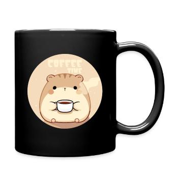 Hamster - Kaffeezeit - coffee time - Tasse einfarbig - Schwarz - Rechts