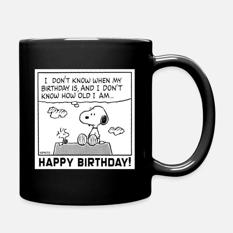 Peanuts Geburtstagsdesign Mit Snoopy Und Spruch - Tasse einfarbig - Schwarz
