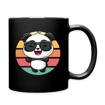 Cool Panda with Sunglasses Vintage Sunset - Full Colour Mug - black - Right