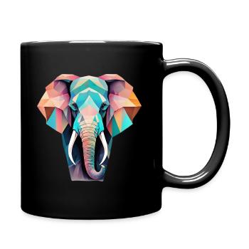 Geometric Elefant Geschenk Geometrisch - Tasse einfarbig - Schwarz - Rechts