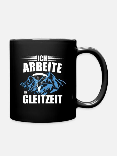 Ich arbeite in Gleitzeit _ Gleitschirmfliegen - Tasse einfarbig - Schwarz