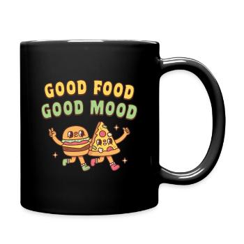 Burger mignon et pizza Bonne nourriture Bonne humeur Citation - Mug uni - noir - Droite