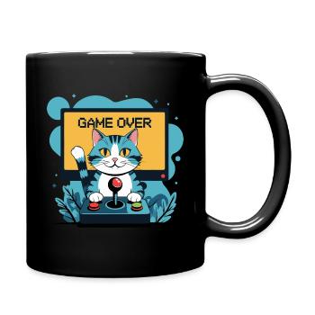 Gamer Cat - Game Over Control - Tasse einfarbig - Schwarz - Rechts