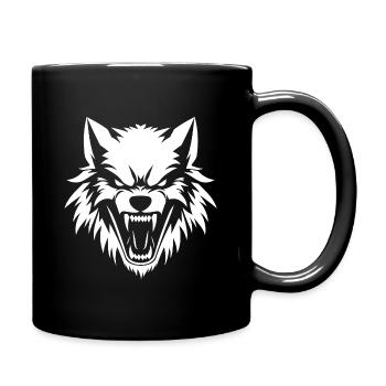 Wildes Wolfsgebrüll - Tasse einfarbig - Schwarz - Rechts