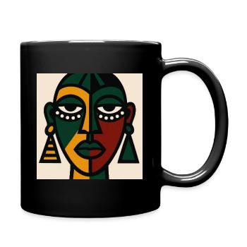 Masque tribal Africaine Moderne | Art cubiste - Mug uni - noir - Droite