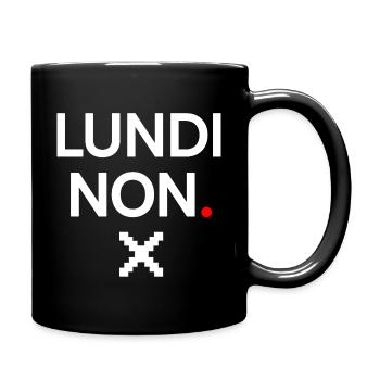 MONDAY NO | Minimal Monday humor - Full Colour Mug - black - Right