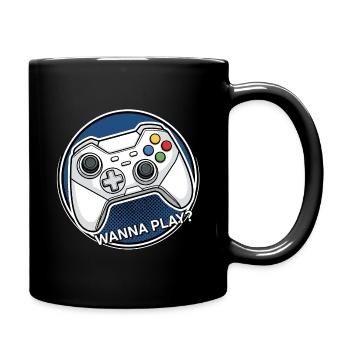 Logo manette : voulez jouer - Mug uni - noir - Droite