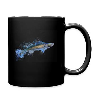 Frosty zander angler - Full Colour Mug - black - Right
