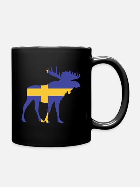 Schweden Flagge Hirsch Elch - Tasse einfarbig - Schwarz