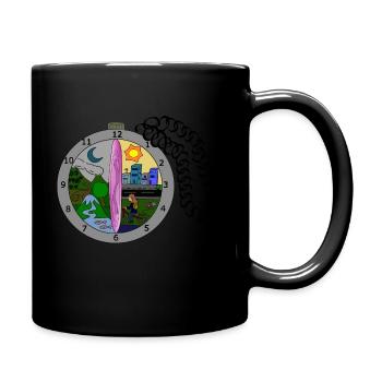 Zeitreise Uhr - Tasse einfarbig - Schwarz - Rechts