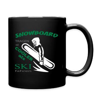 Snowboard tragen ist cooler als Ski fahren - Tasse einfarbig - Schwarz - Rechts