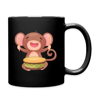 Monkey & drum - Full Colour Mug - black - Right