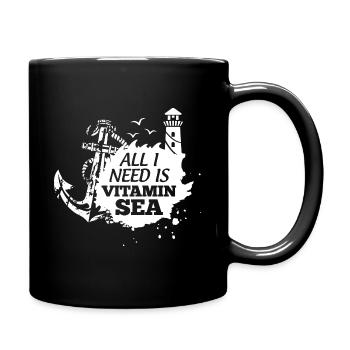 Vitamin Sea Wortspiel Norddeutschland Spruch - Tasse einfarbig - Schwarz - Rechts