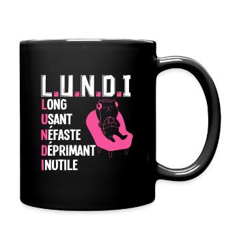 LUNDI. Définition humoristique. - Mug uni - noir - Droite