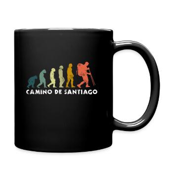 Jakobsweg Evolution Pilger Wanderer Geschenk Retro - Tasse einfarbig - Schwarz - Rechts