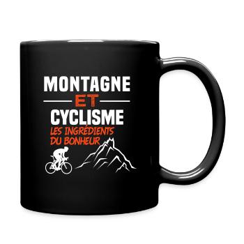 Montagne et cyclisme, les ingrédients du bonheur - Mug uni - noir - Droite