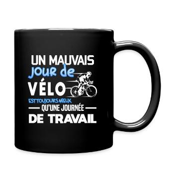 Un mauvais jour de vélo humour passion cycliste - Mug uni - noir - Droite
