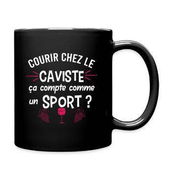 Courir chez le caviste, Vin, Humour métier caviste - Mug uni - noir - Droite