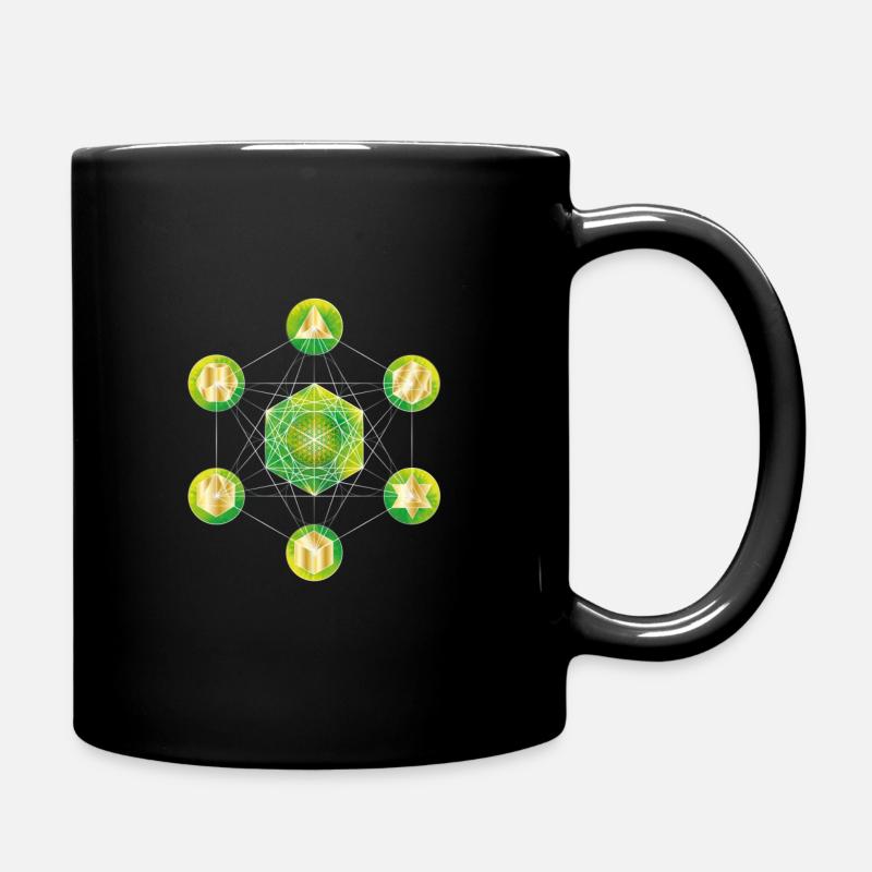 Green and yellow metatronic cube - Full Colour Mug - black