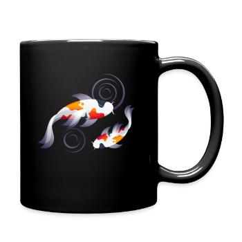 Koi Karpfen Teich - Tasse einfarbig - Schwarz - Rechts