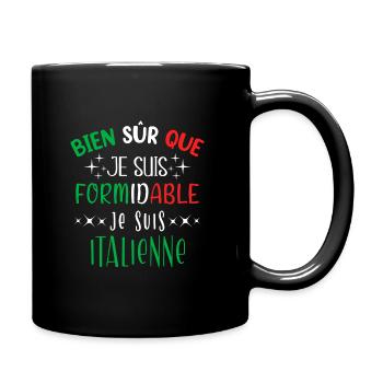 Italienne humour ville, idée cadeau drapeau Italie - Mug uni - noir - Droite