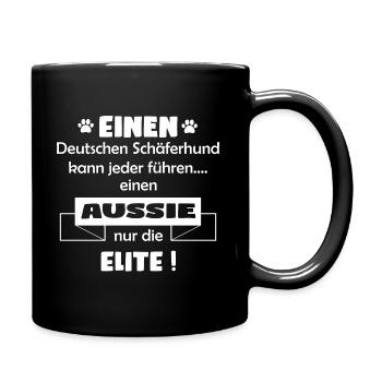 Australian Shepherd Tshirt - Aussie Shirt - Tasse einfarbig - Schwarz - Rechts
